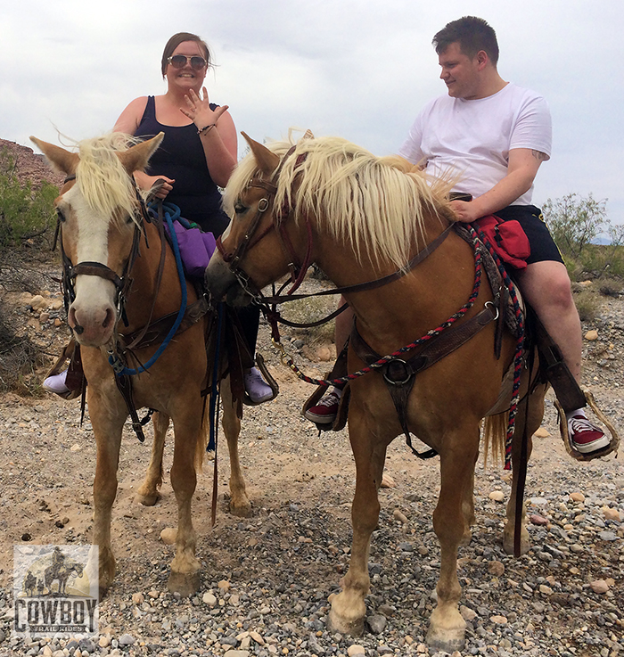 While Horseback Riding in Las Vegas Lauren and Darren stopped for a picture in Red Rock Canyon